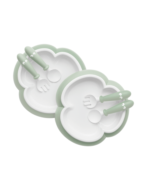 Baby Plate, Spoon & Fork, 2 Sets, Powder Green
