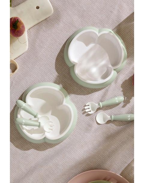 Baby Plate, Spoon & Fork, 2 Sets, Powder Green