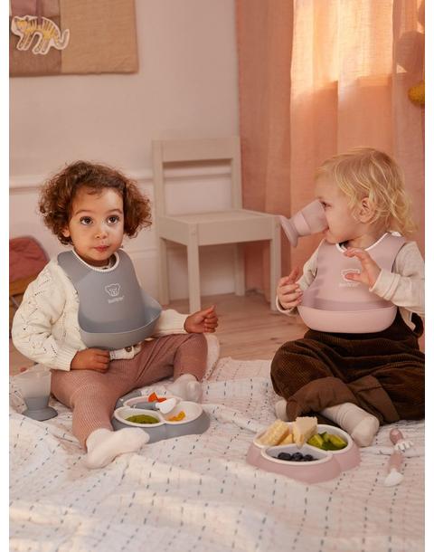 Baby Bib 2-Pack, Gray / Pink