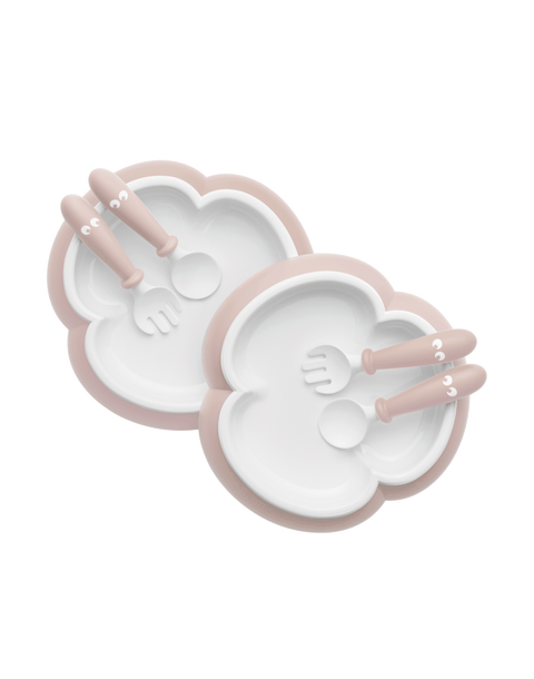 Baby Plate, Spoon & Fork, 2 Sets, Powder Pink