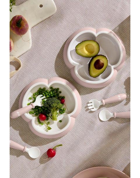 Baby Plate, Spoon & Fork, 2 Sets, Powder Pink