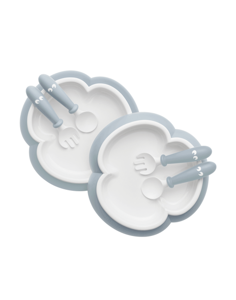 Baby Plate, Spoon & Fork, 2 Sets, Powder Blue