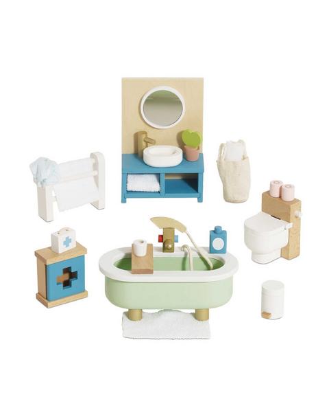 Wooden Dolls house Bathroom Furniture - 19 Piece