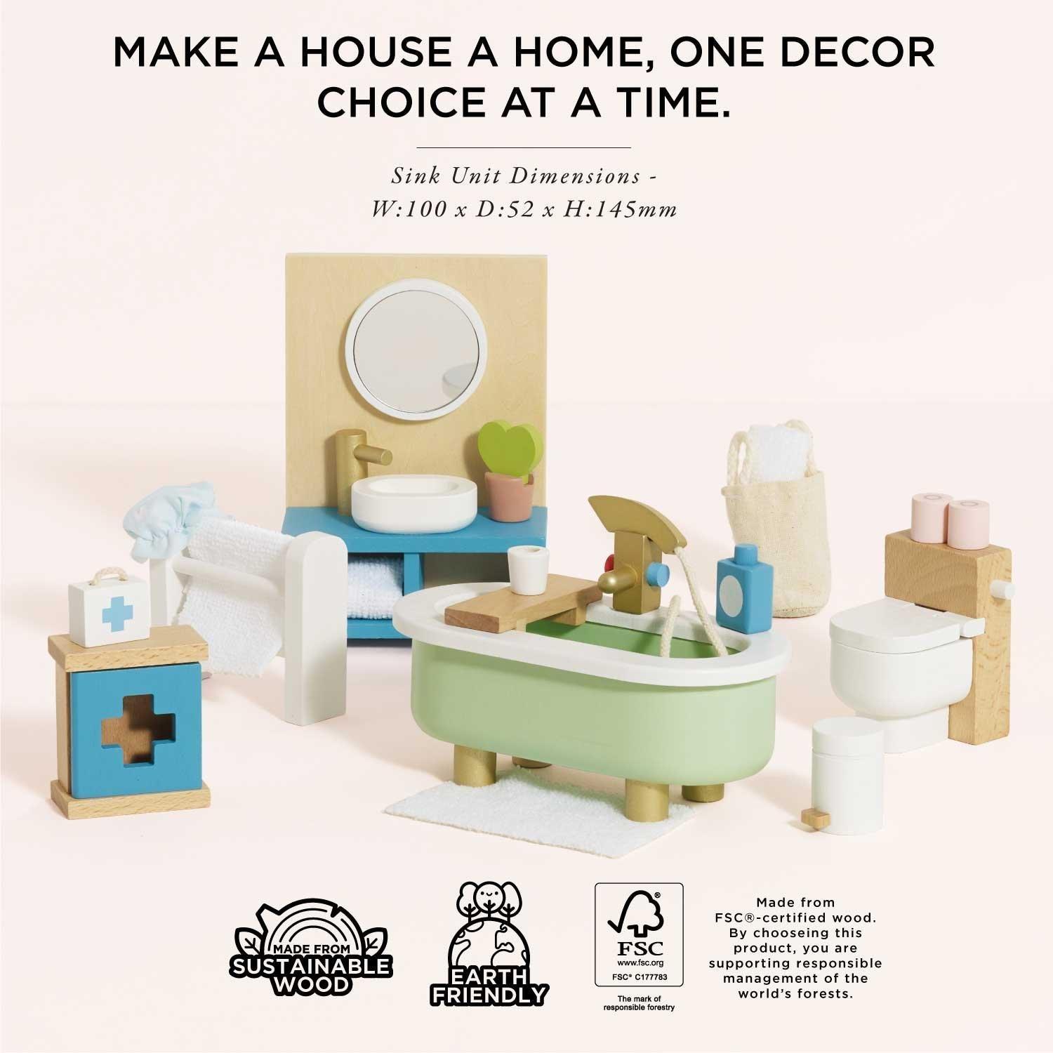 Wooden Dolls house Bathroom Furniture - 19 Piece image number 2
