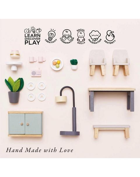 Wooden Dolls House Dining Room - 18 Piece