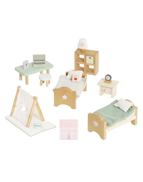 Wooden Dolls House Bedroom Furniture - 24 Piece