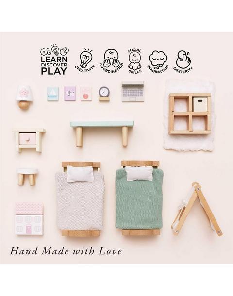 Wooden Dolls House Bedroom Furniture - 24 Piece