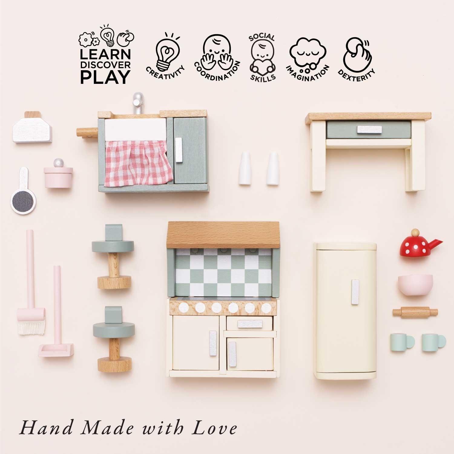 Wooden Dolls house Kitchen Furniture - 20 Piece image number 1