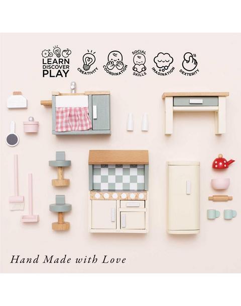 Wooden Dolls house Kitchen Furniture - 20 Piece