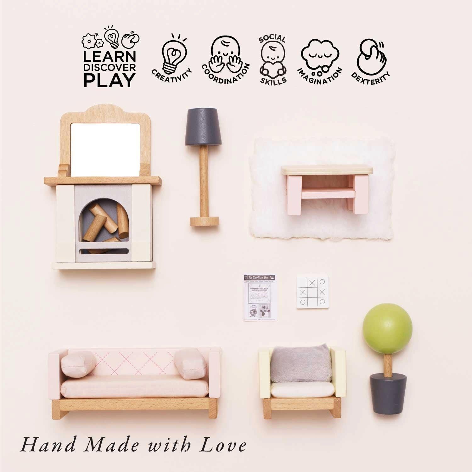 Wooden Dolls house Living Room - 19 Piece image number 1