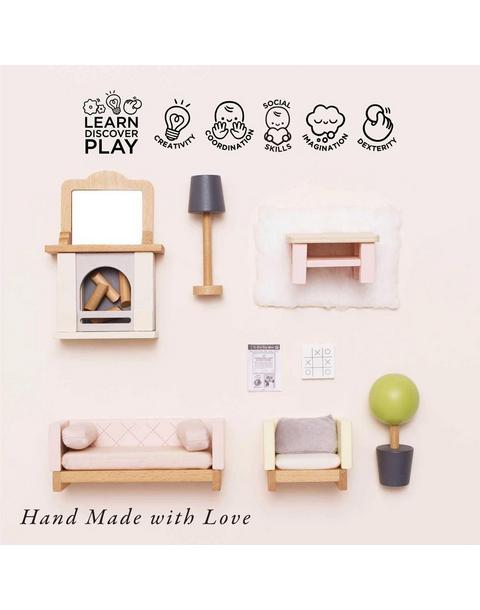 Wooden Dolls house Living Room - 19 Piece