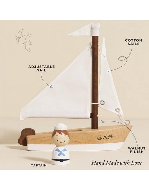 Wooden Sailing Boat & Captain