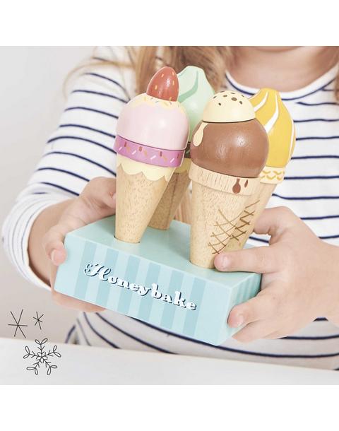 Wooden Ice Cream Cones Set