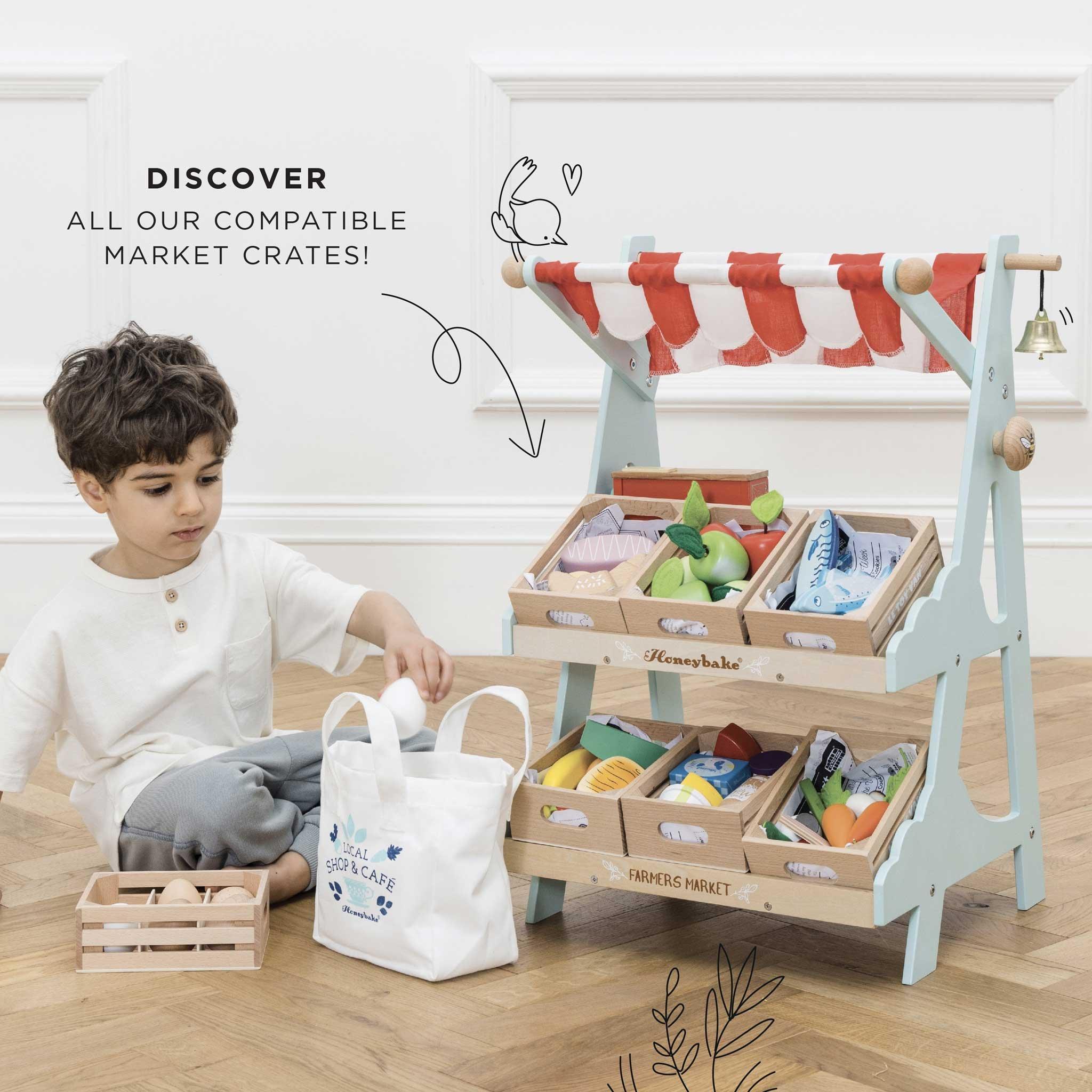 Wooden Market Stall & Fruit Play Food Crate image number 1