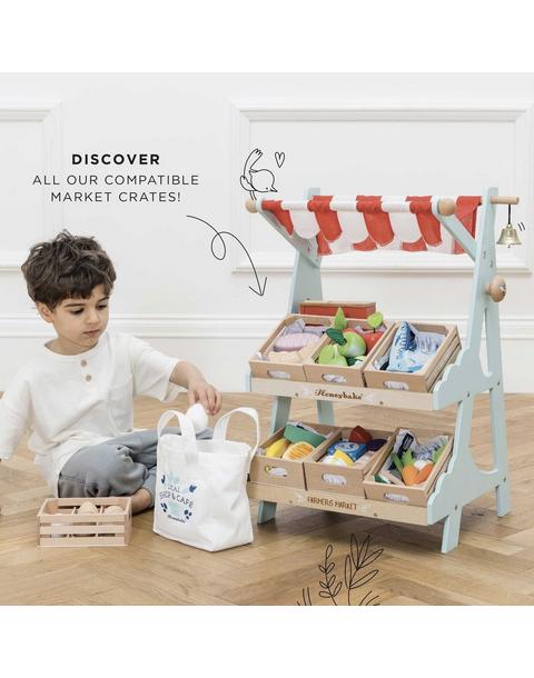 Wooden Market Stall & Fruit Play Food Crate