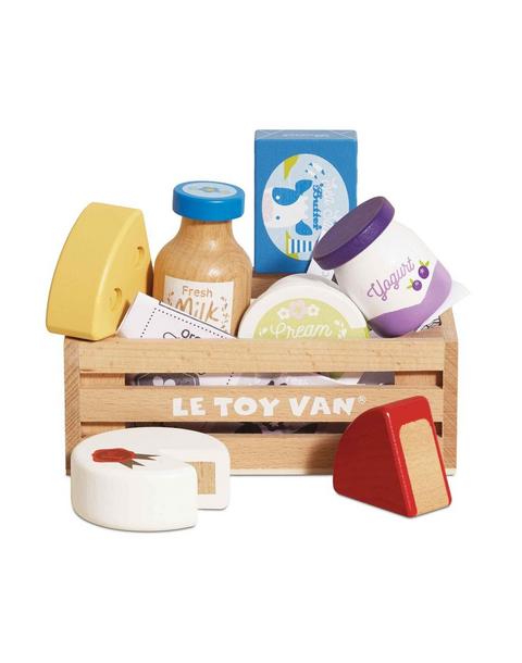 Cheese & Dairy Wooden Market Crate - 8 Piece