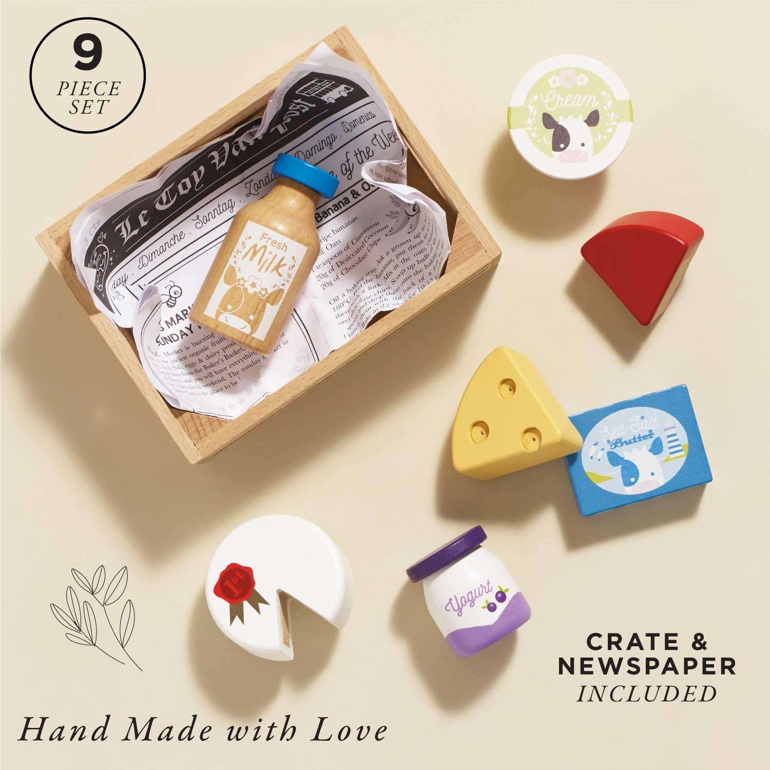 Cheese & Dairy Wooden Market Crate - 8 Piece image number 1
