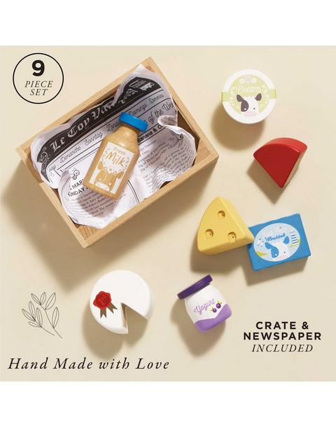 Cheese & Dairy Wooden Market Crate - 8 Piece