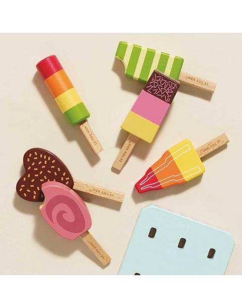 Wooden Ice Lollies Popsicles - 7 Piece
