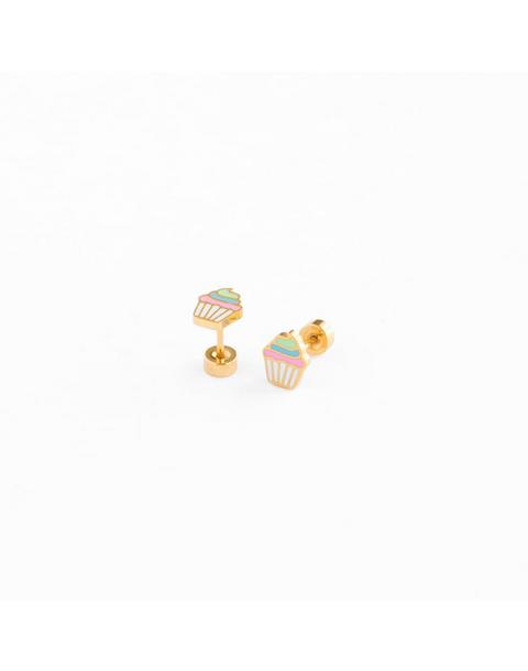 Rainbow Cupcake Stud Earring
