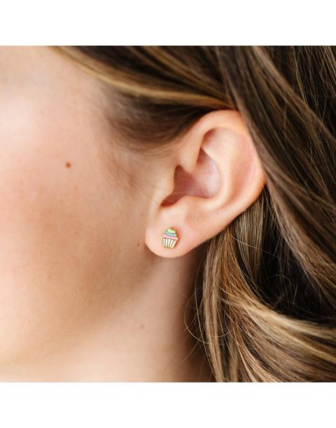 Rainbow Cupcake Stud Earring