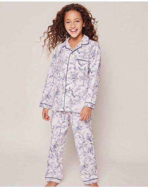 Kid's Twill Pajama Set in Blue Timeless Toile