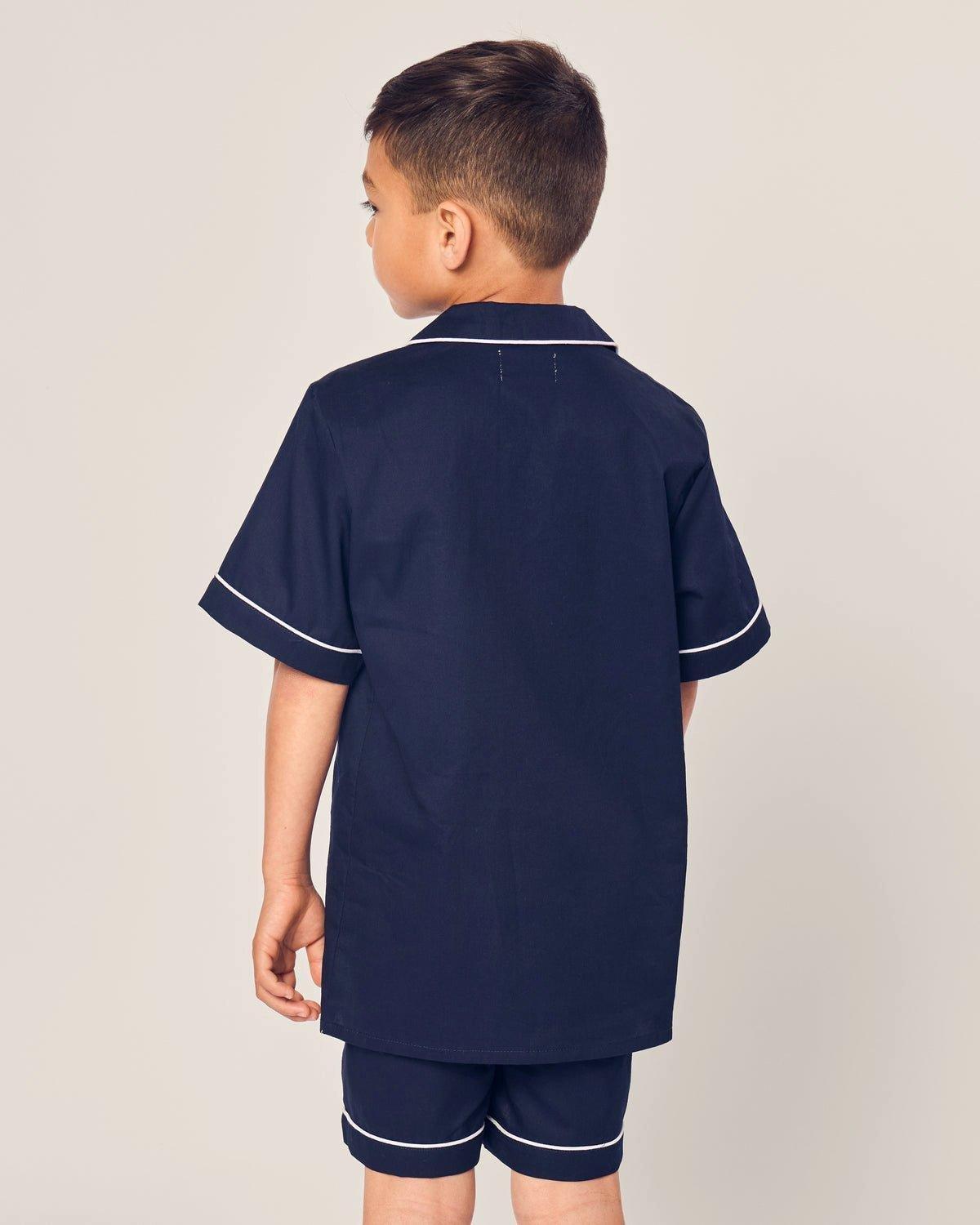Kid's Twill Short Sleeve Short Pajama Set in Navy image number 2