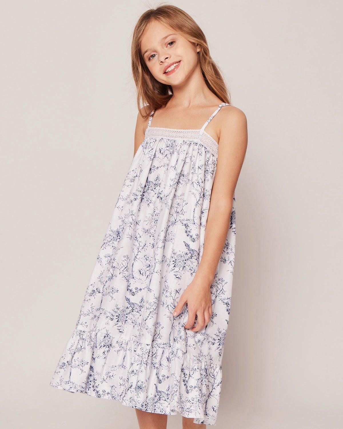 Girl's Twill Lily Nightgown in Blue Timeless Toile image number 1