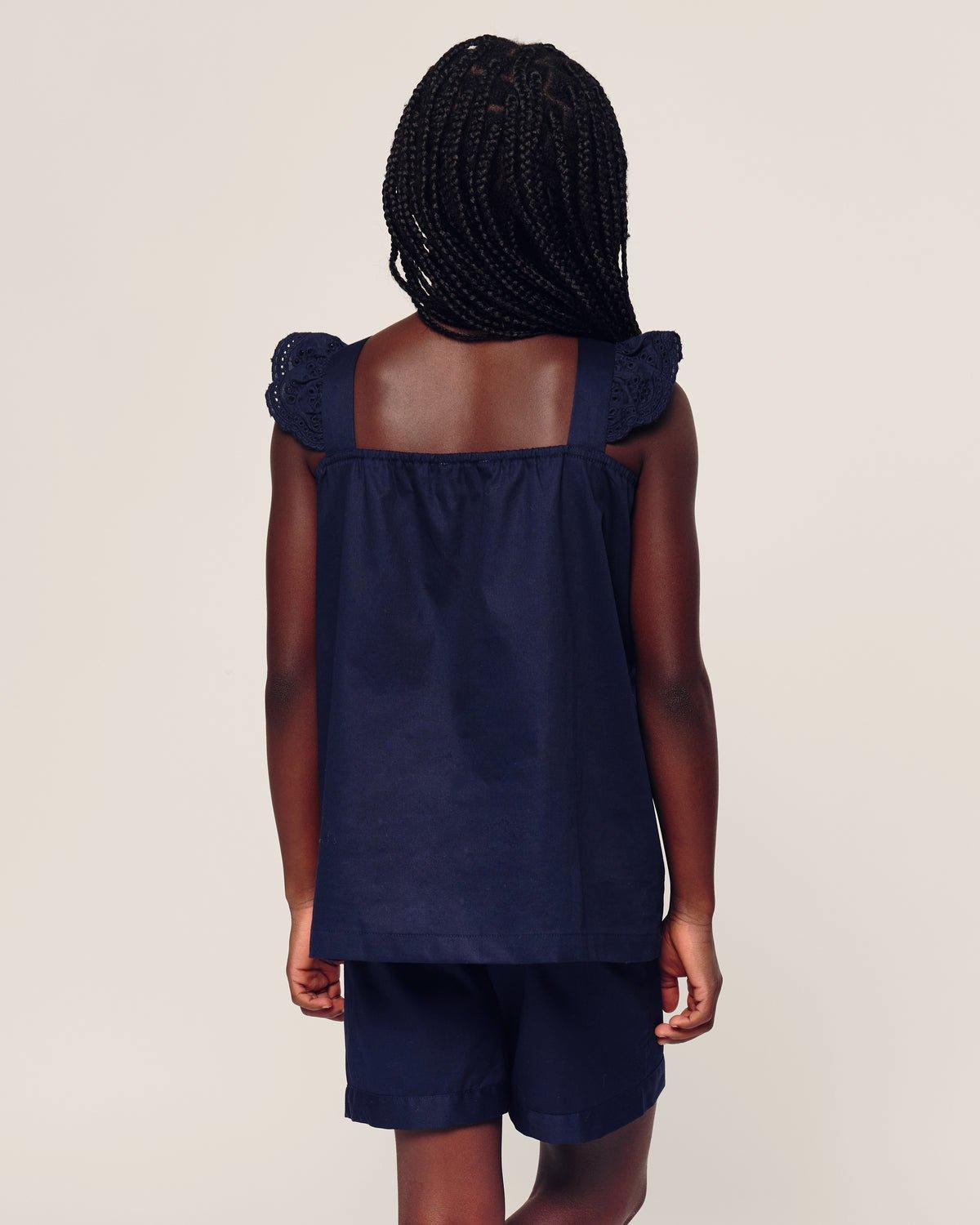 Girl's Twill Clara Short Set in Navy image number 2