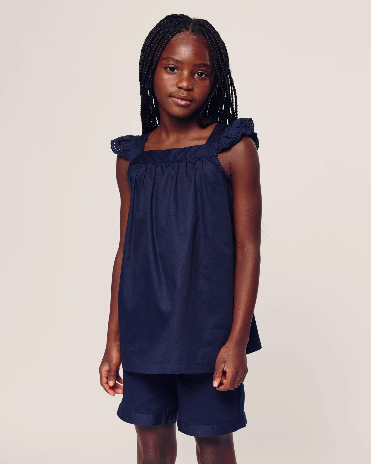 Girl's Twill Clara Short Set in Navy image number 1
