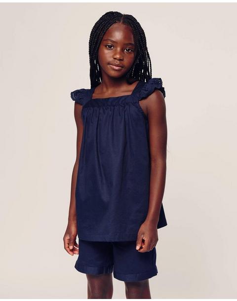 Girl's Twill Clara Short Set in Navy