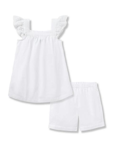 Girl's Twill Clara Short Set in White