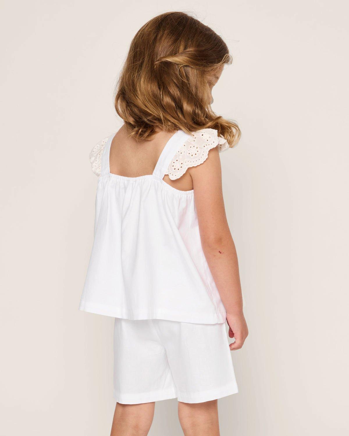 Girl's Twill Clara Short Set in White image number 2