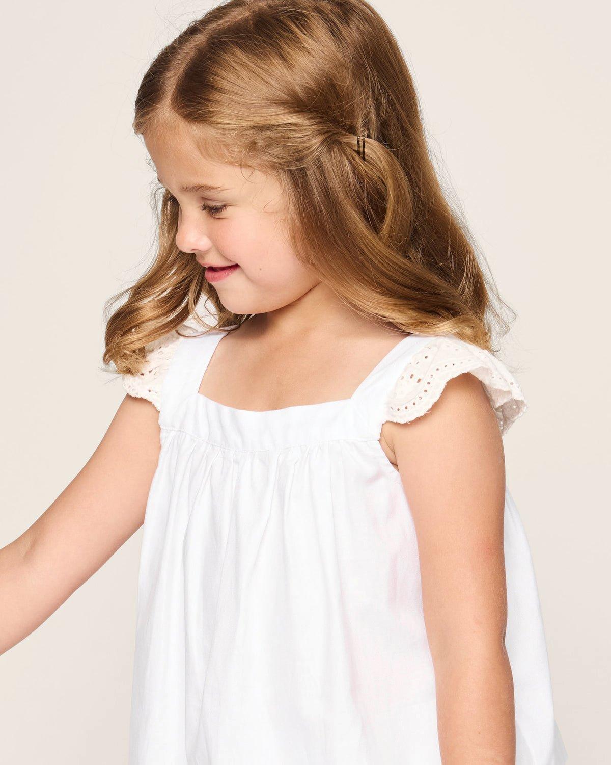 Girl's Twill Clara Short Set in White image number 3