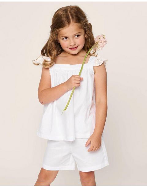 Girl's Twill Clara Short Set in White