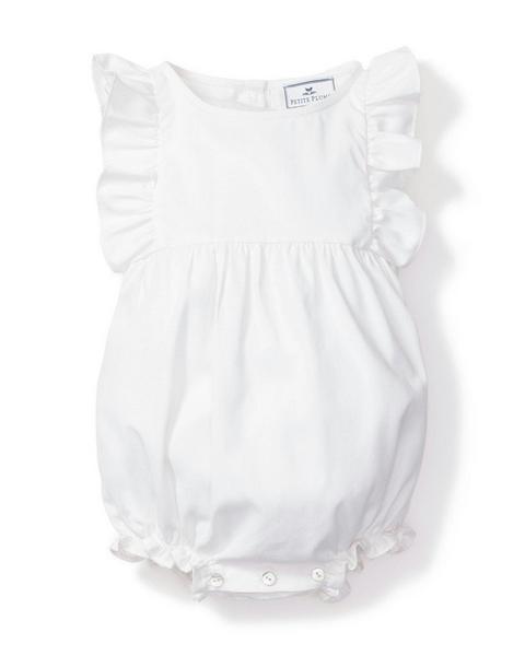Baby's White Twill Ruffled Romper