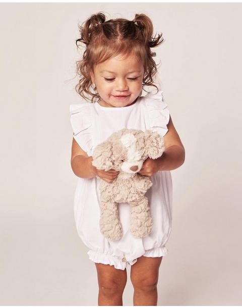 Baby's White Twill Ruffled Romper