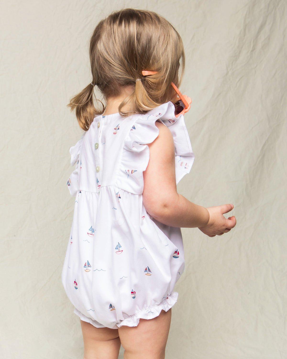 Baby's Twill Ruffled Romper in Bateau image number 2