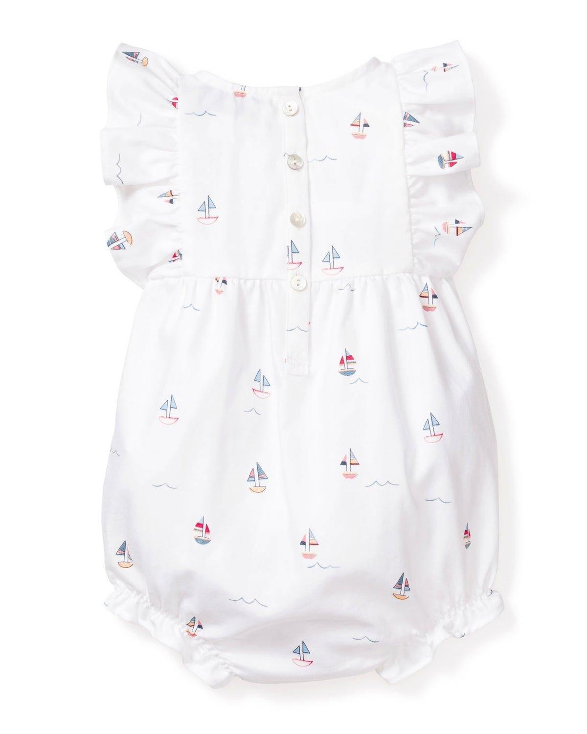 Baby's Twill Ruffled Romper in Bateau image number 3
