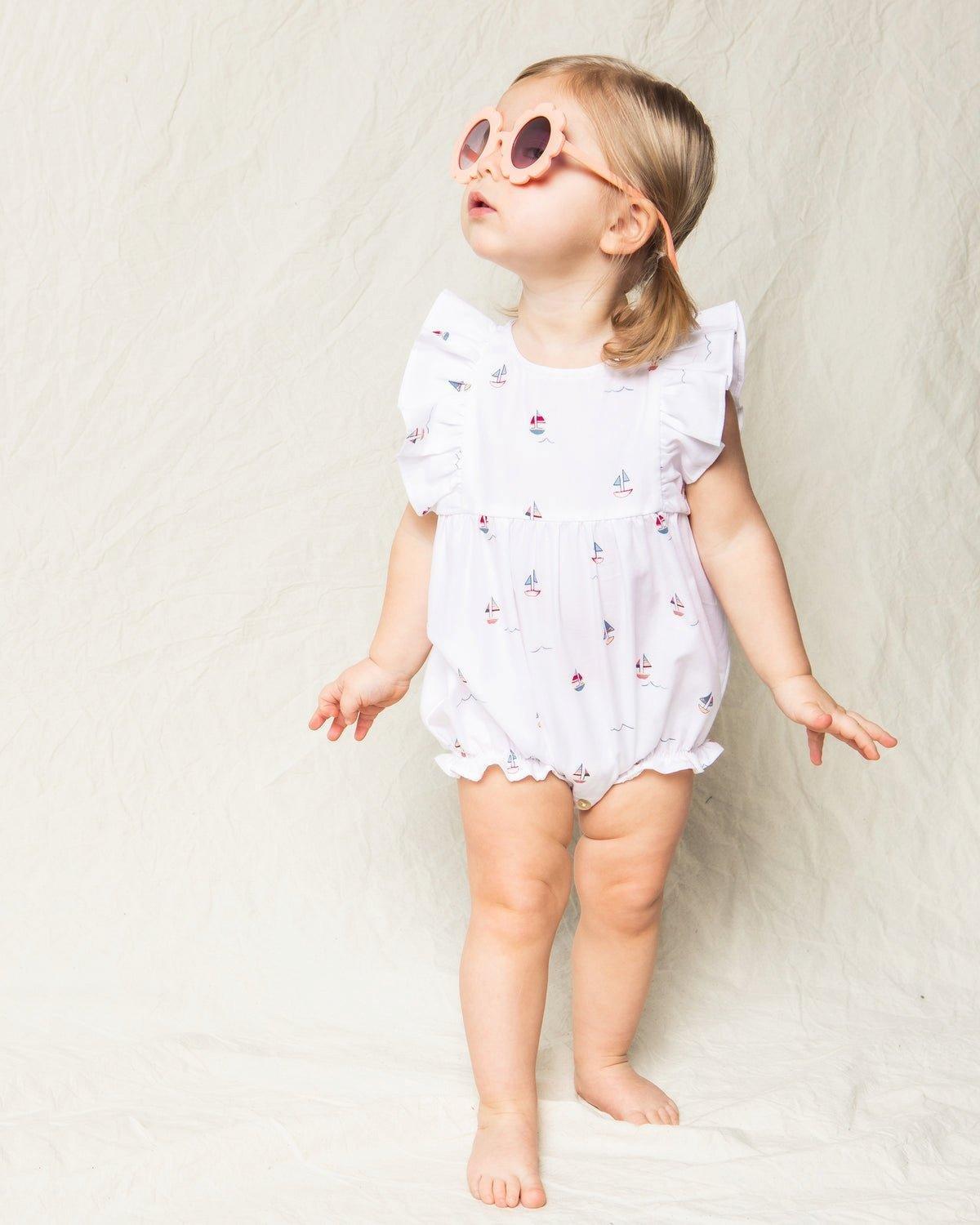 Baby's Twill Ruffled Romper in Bateau image number 1