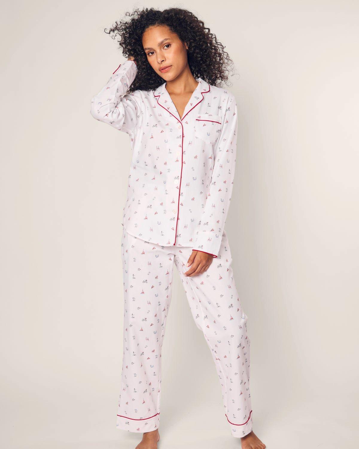 Women's Twill Pajama Set in Coastal Charms image number 1