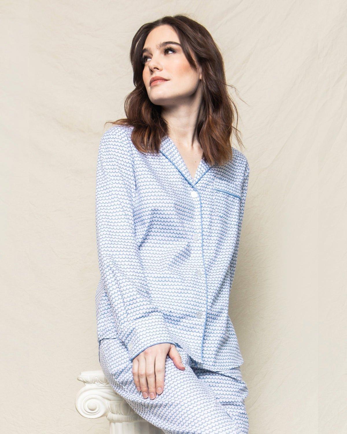 Women's Twill Pajama Set in La Mer image number 2