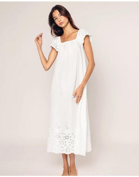 Women's Twill Ava Nightgown in White
