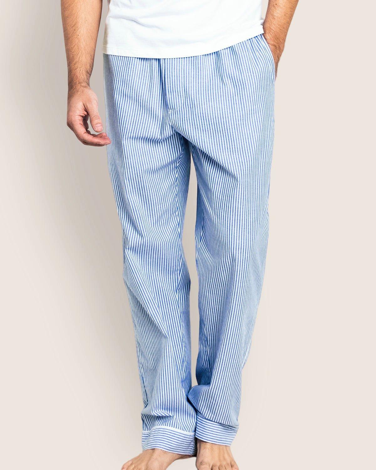 Men's Twill Pajama Pants in French Blue Seersucker image number 2