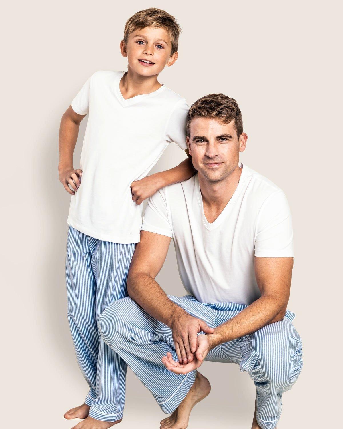 Men's Twill Pajama Pants in French Blue Seersucker image number 3