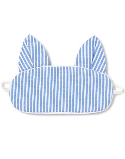 Kid's Kitty Sleep Mask in French Blue Seersucker
