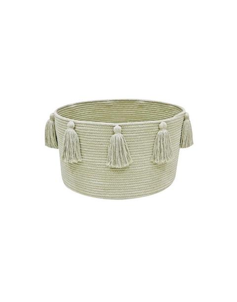 Basket New Tassels Olive