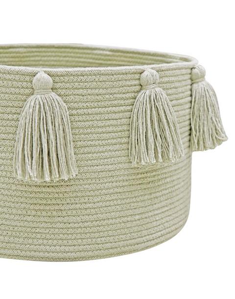 Basket New Tassels Olive