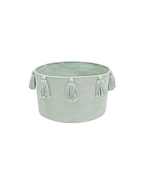 Basket New Tassels Blue Sage