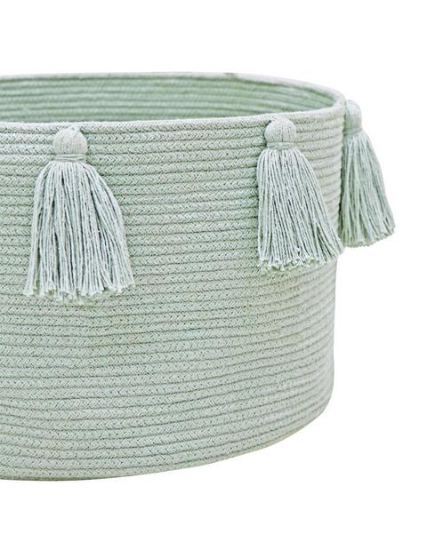 Basket New Tassels Blue Sage